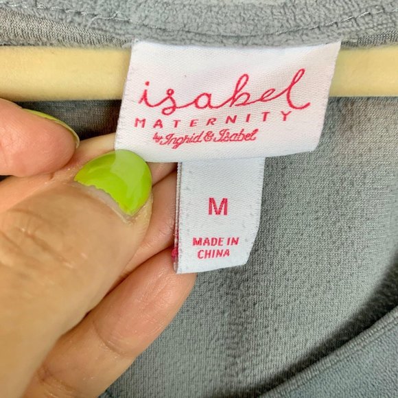 ISABEL Maternity Grey‎ Velour Side-Ruched VNeck Pullover Sz M - Picture 8 of 10